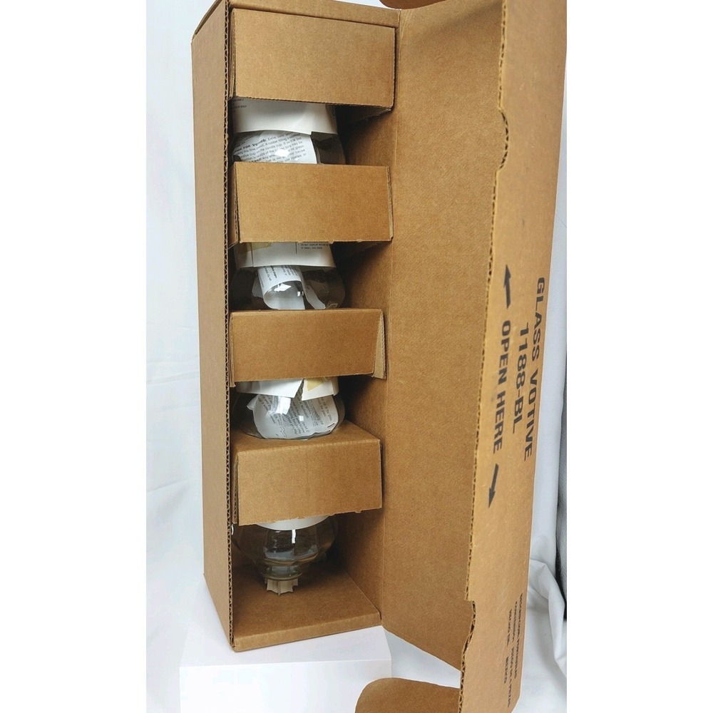 4- 1993 HOMCO 1188-BL Large Clear Glass Votive Cup Candle Holders W/Grommets NIB